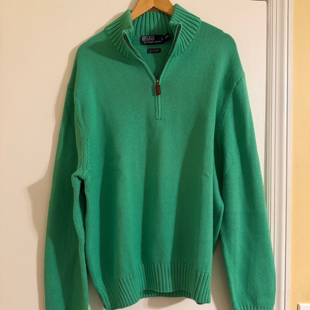 Polo Ralph Lauren men quarter zip pullover sweater XXL 85% COTTON 15% cashmere
